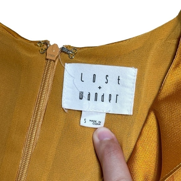 Lost + Wander Golden Yellow Dawn Satin Mini Dress Womens US S - Picture 5 of 10
